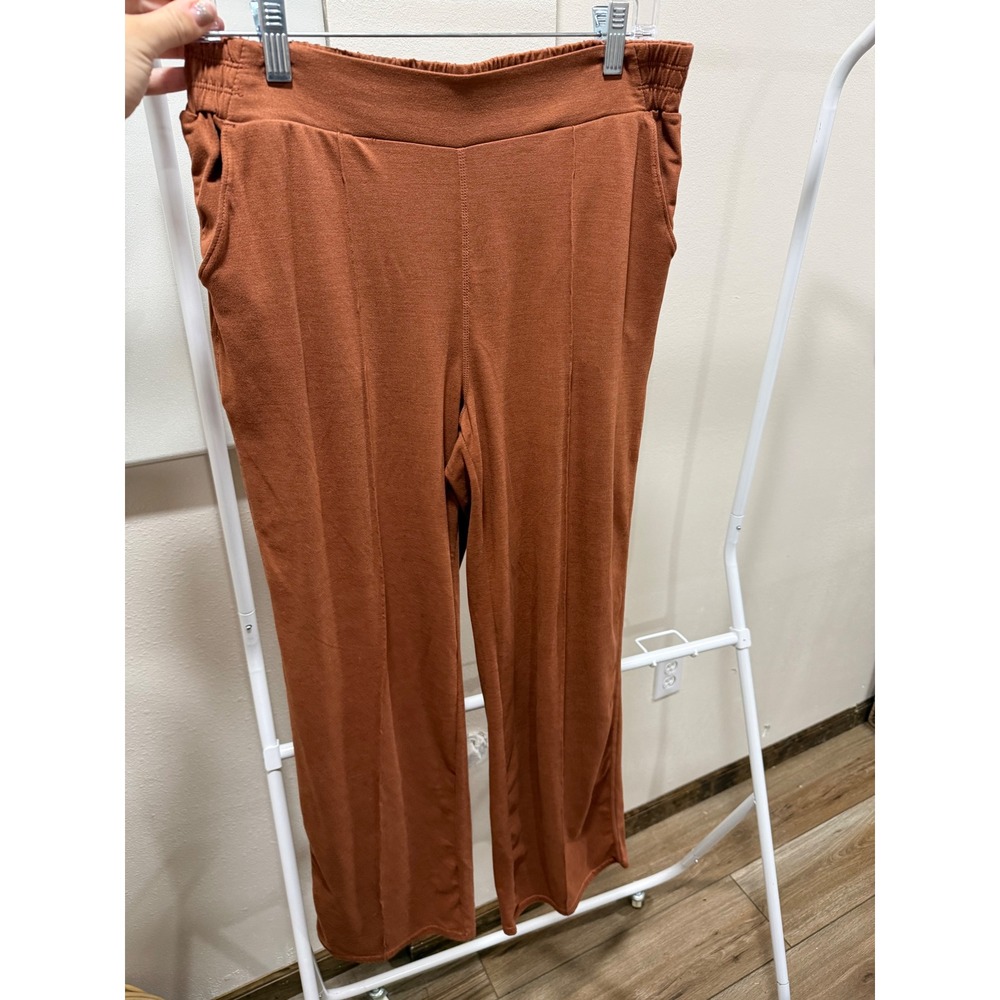 Maurices Womens Rust Orange Wide Leg Yoga Pants Athleisure Comfy Pilates M
